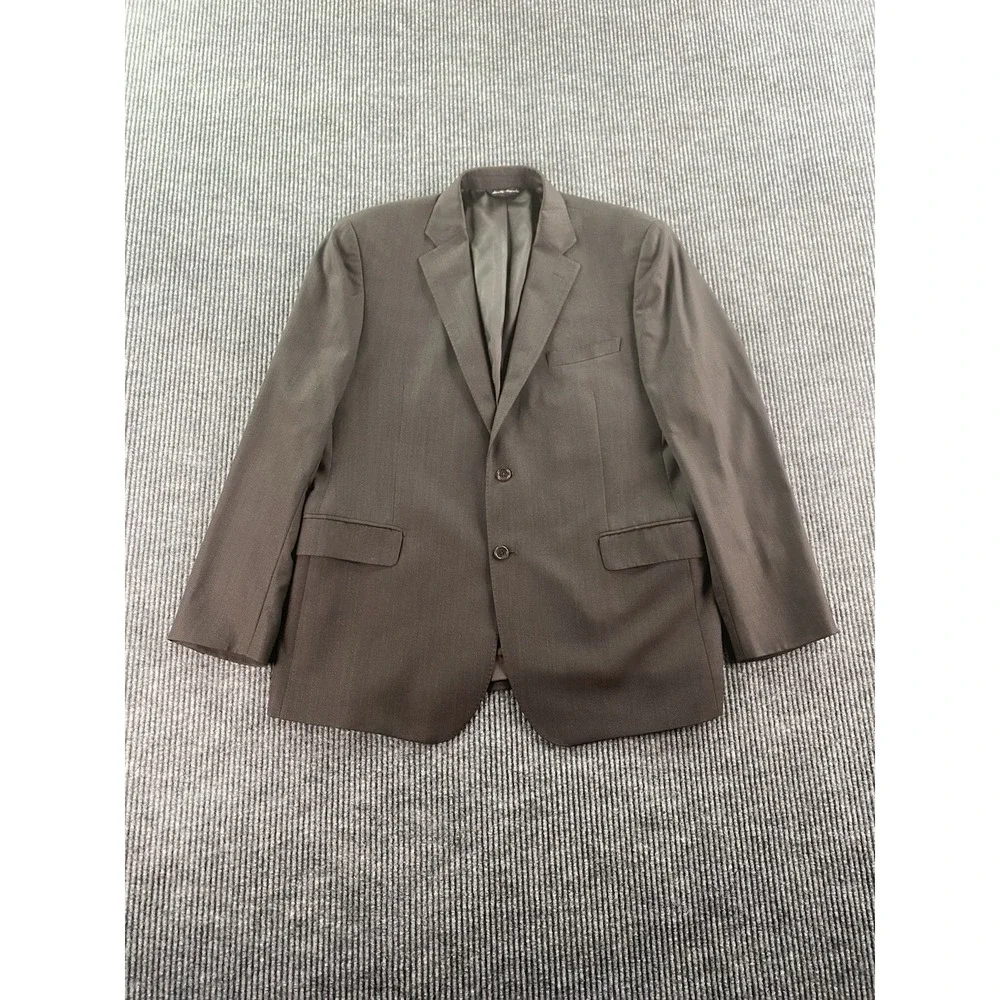 Ermenegildo Zegna Suit Jacket 44 R Taupe Wool Solid Saks Fifth Avenue Italy - Picture 1 of 14